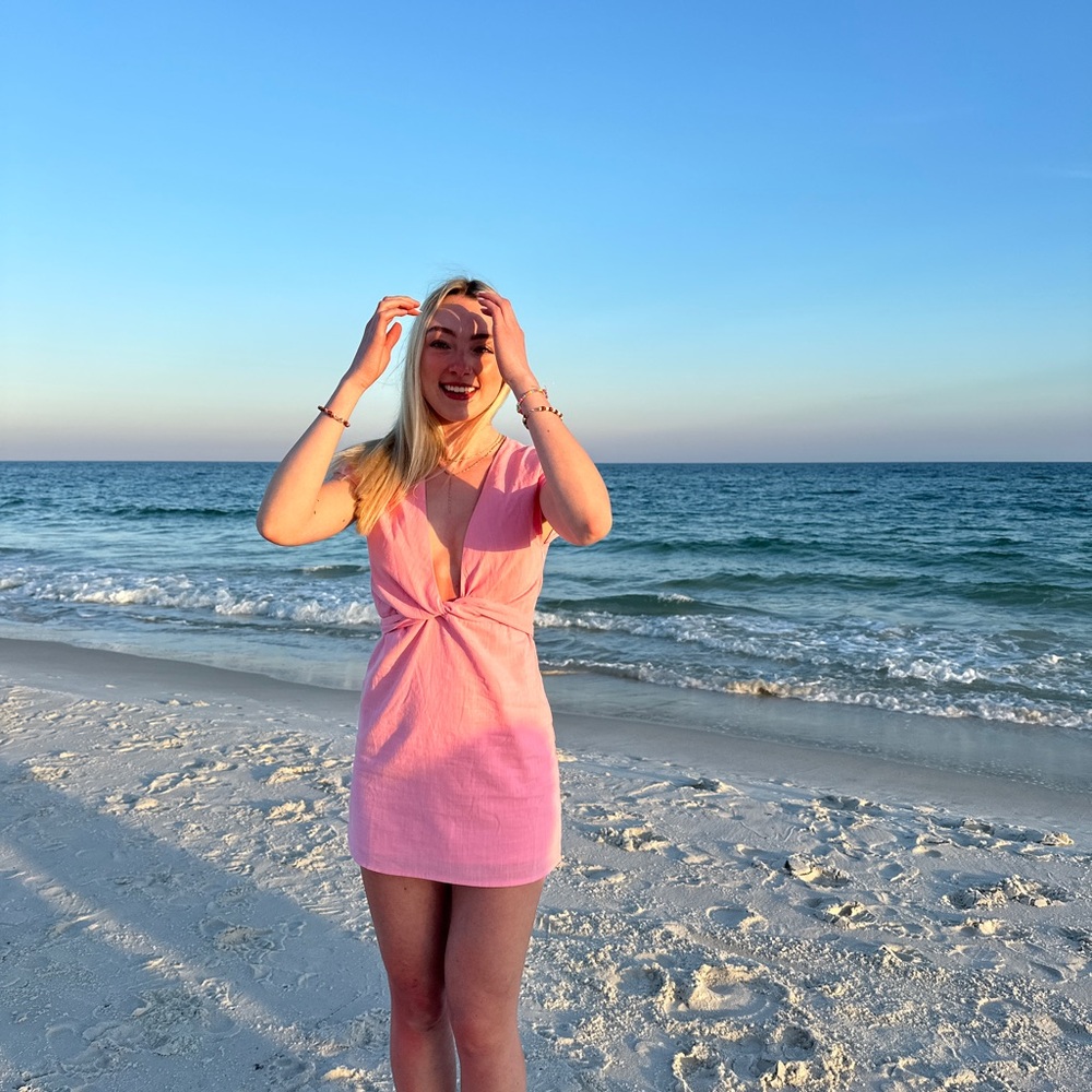 Pink V-Neck Dress